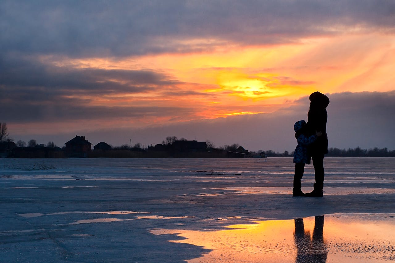 Puesta de sol con mamá
